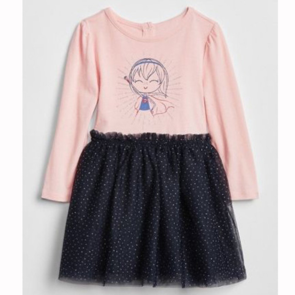 Baby Gap NWT Supergirl Mix-Fabric Dress 12-18 18-24 3T